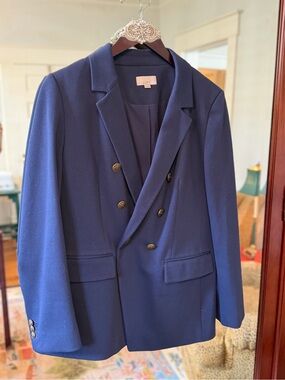 LOFT Navy Textured Blazer